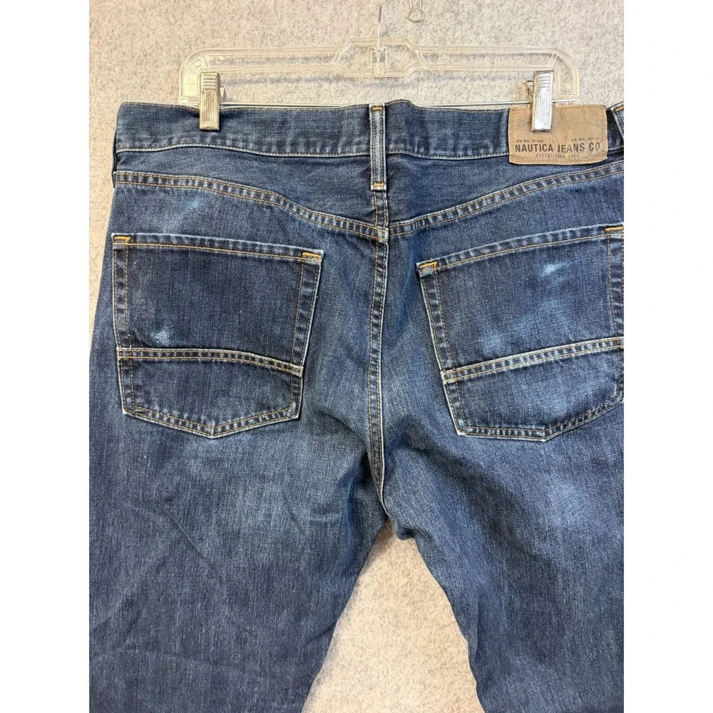Nautica Jeans Co. Dark Wash Blue Jeans Relaxed Fit Mens' size 36x32 100% Cotton